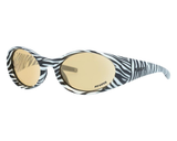 / Photochromic Range | butter_noodle.JPG | The Herbivore Slammer from Pit Viper Sunglasses, 1999 retro oval sunglasses with zebra print frame and low light lens