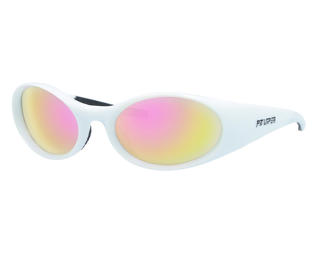 / Pink | sooooo_tired.JPG | The Miami Nights Slammer from Pit Viper, 1999 retro oval sunglasses from Pit Viper with a white frame and pink lens