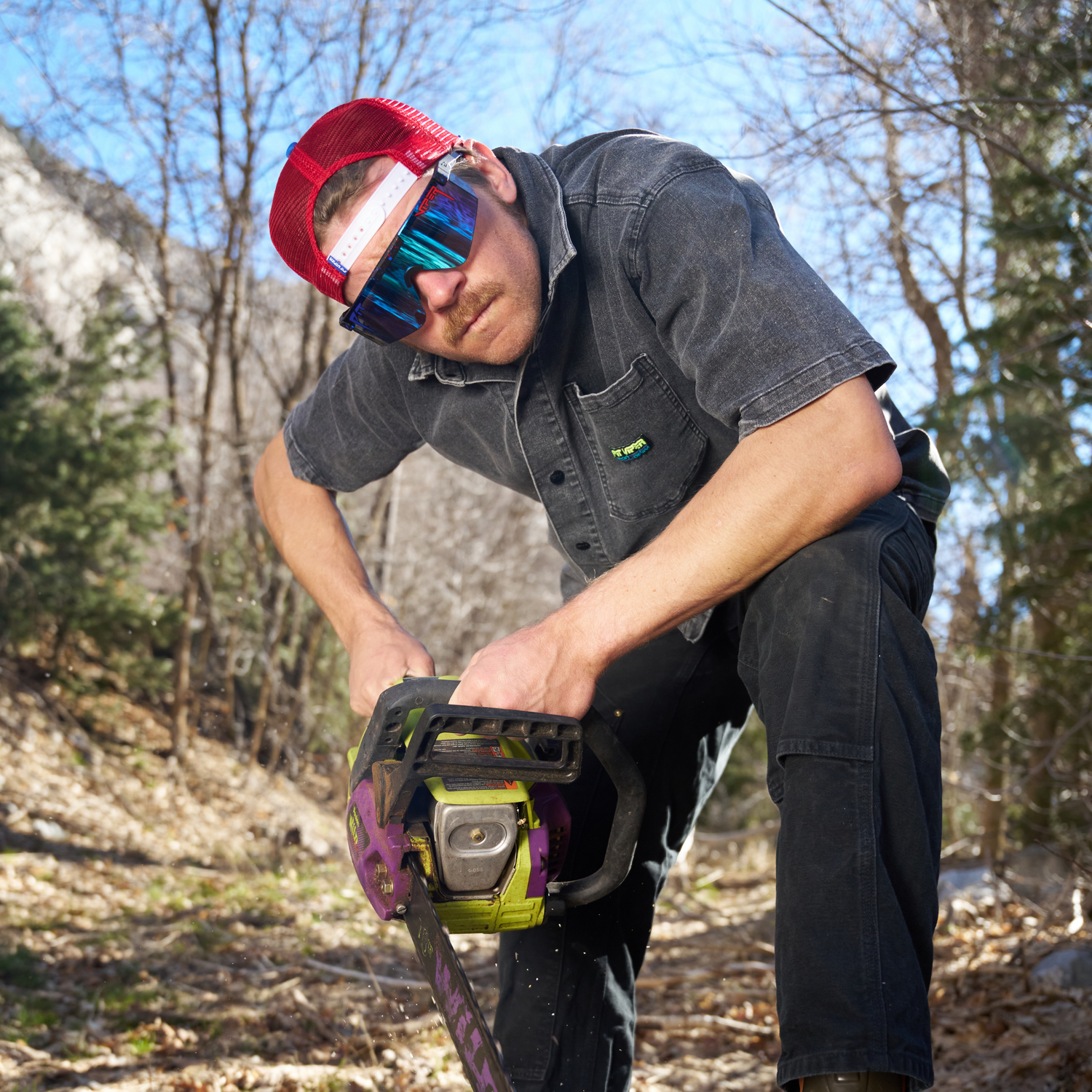 Wide / Z87+ Blue | of_someone_dirty.JPG | The Peacekeeper Original Wide, shield style sunglasses from Pit Viper, safety rated sunglasses from Pit Viper