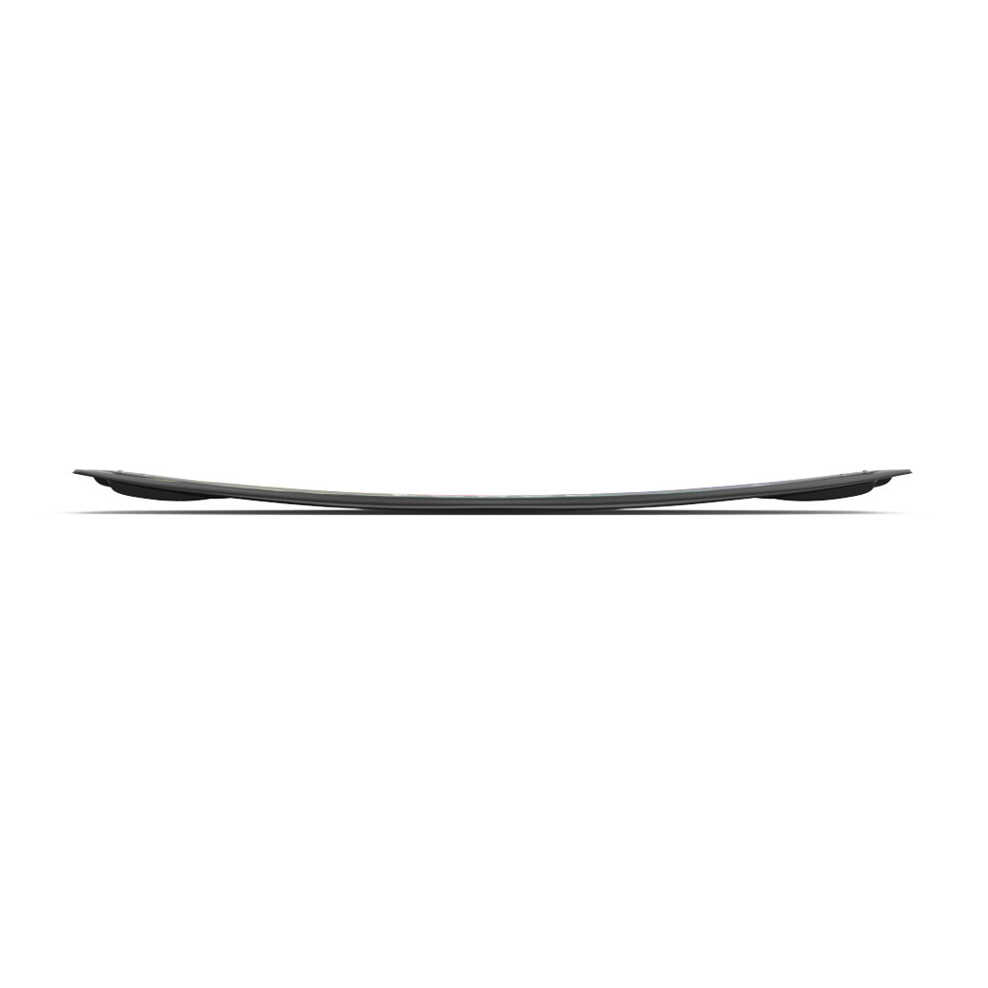 Side view of the 24 Trip wakeboard deck with a slight curve.